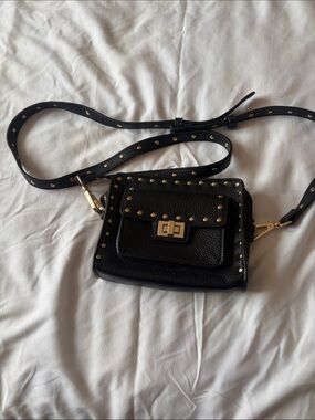 Steve Madden Black Studded Crossbody with Gold Hardware